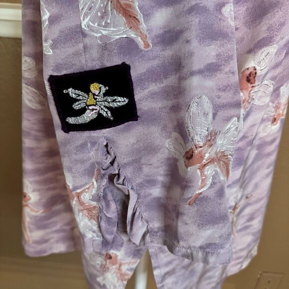 Kirks Folly L Dance With The Fairies 100% Silk Blouse Pastel Purple Art To Wear - Picture 4 of 6